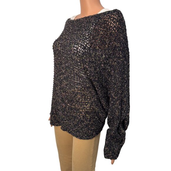 Free People ‘Sunday Smile’ Slouchy Open Knit Dolman Sleeve Sweater Women’s Large - Picture 4 of 8